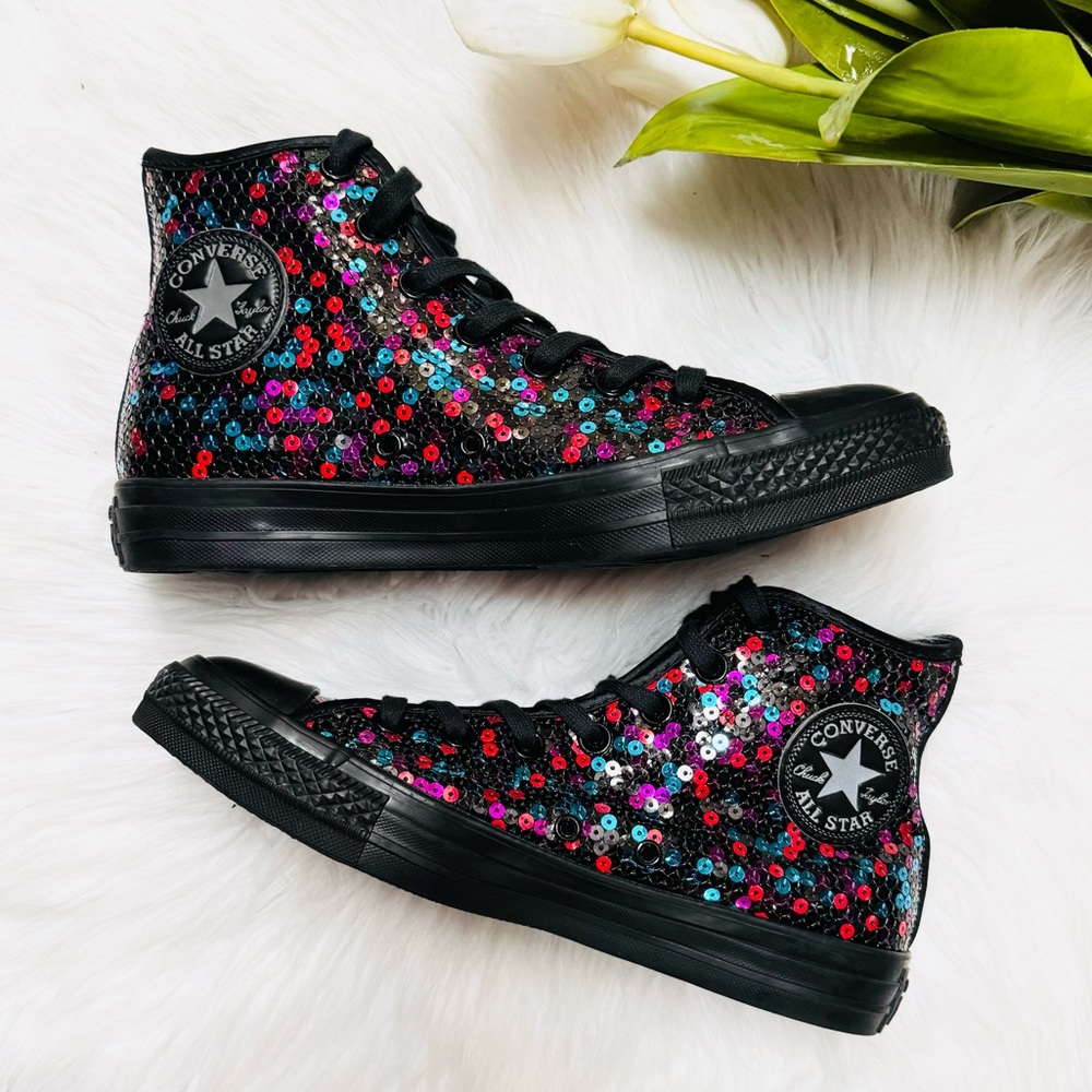 Converse High Top Sequin Sneakers - Picture 4 of 7